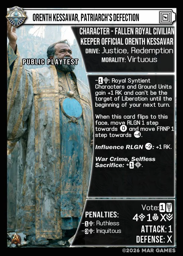 Orenth Kessavar, Patriarch's Defection card
