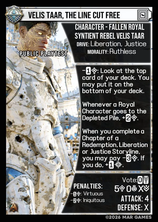 Velis Taar, The Line Cut Free card