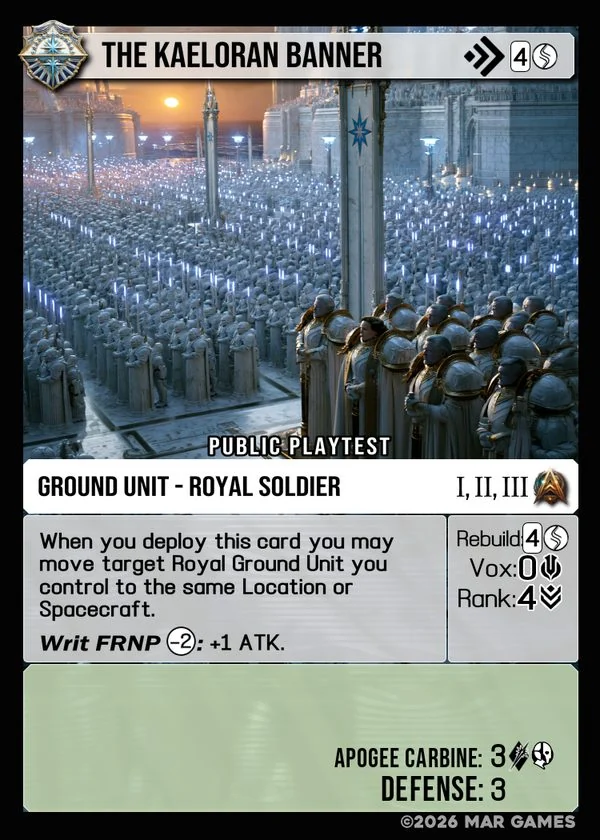 The Kaeloran Banner card