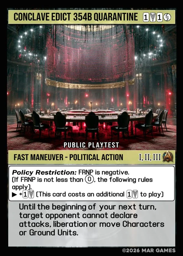 Conclave Edict 354B Quarantine card