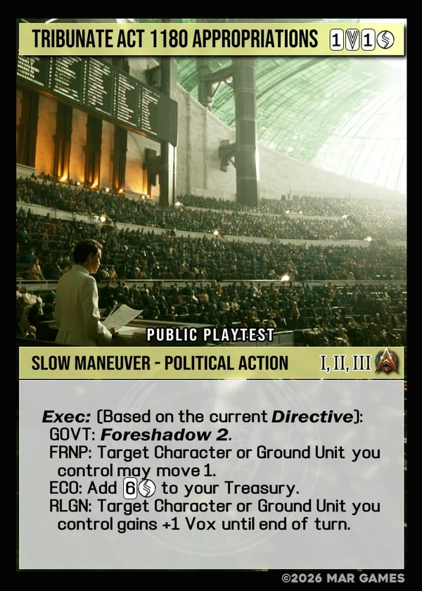 Tribunate ACT 1180 Appropriations card