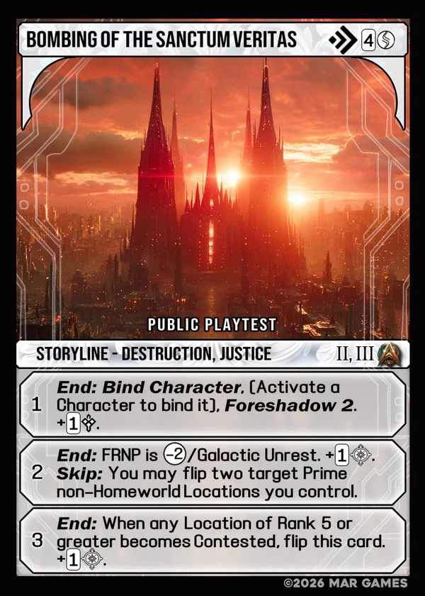 Bombing of the Sanctum Veritas card