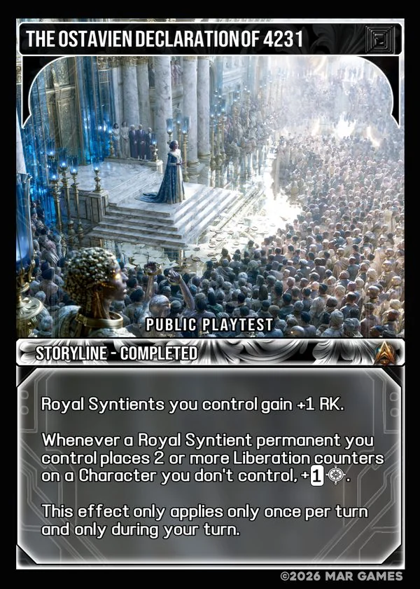 The Ostavien Declaration of 4231 card