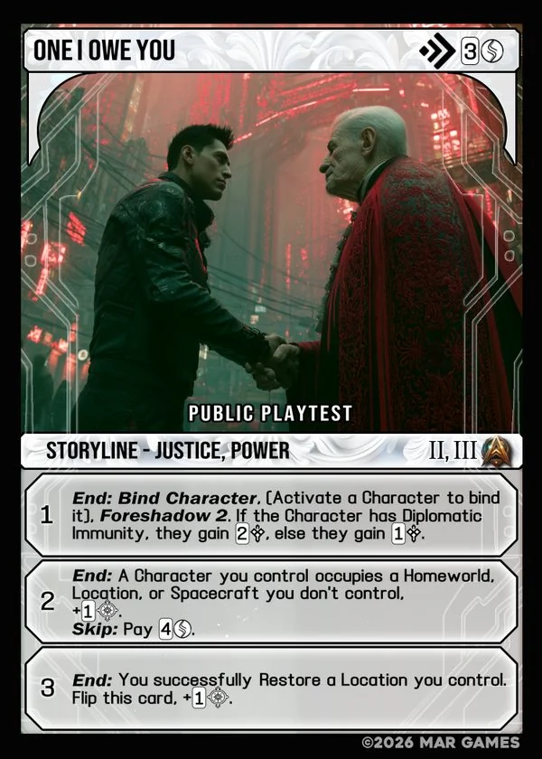 One I Owe You card