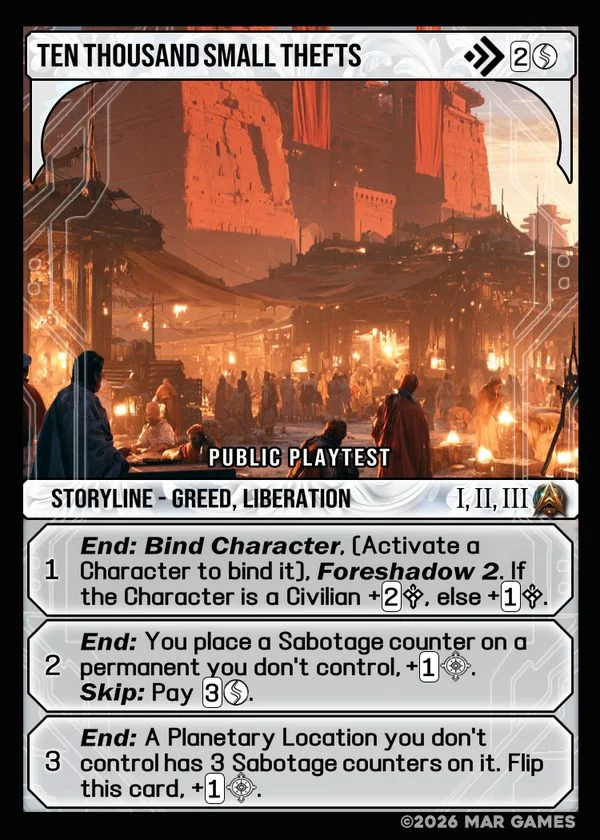 Ten Thousand Small Thefts card